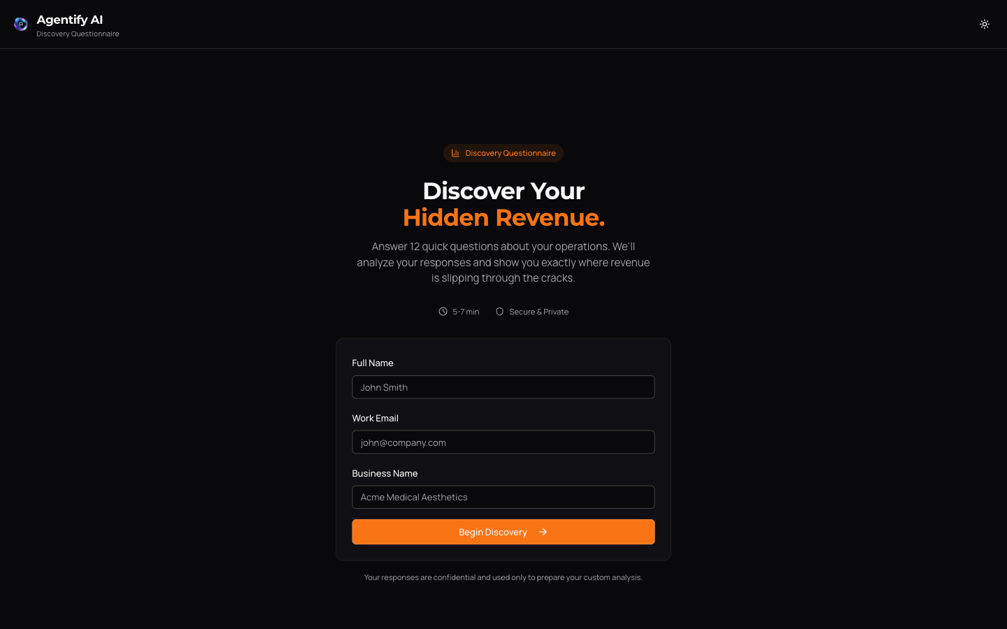 Insights Hub discovery questionnaire walking prospects through their business gaps
