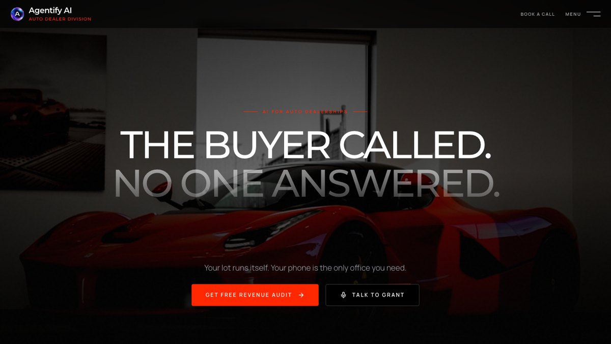 The Auto division of the Agentify AI platform, where voice agent Grant answers every buyer call