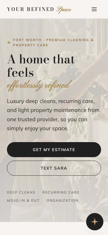 Your Refined Space site on a phone