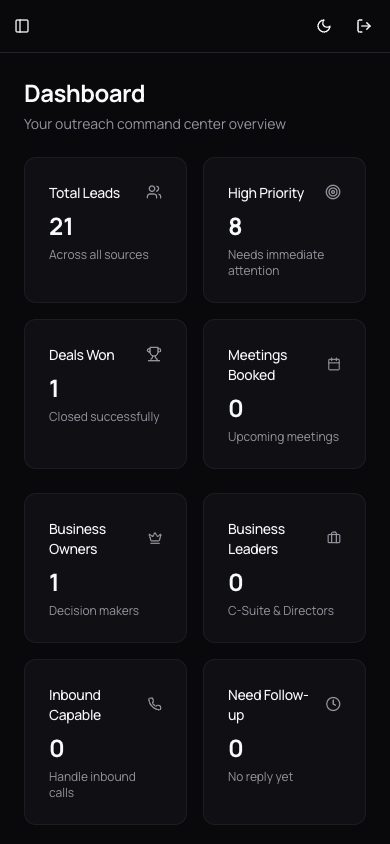 Signal CRM mobile Dark Mode